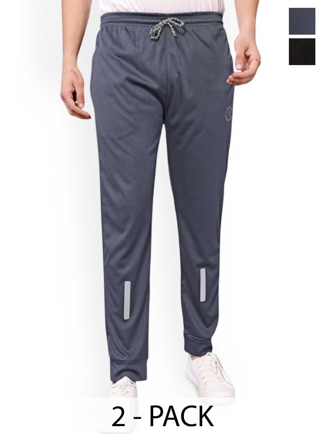 

Moda Rapido Men Pack Of 2 Mid Rise Joggers Track Pants, Grey