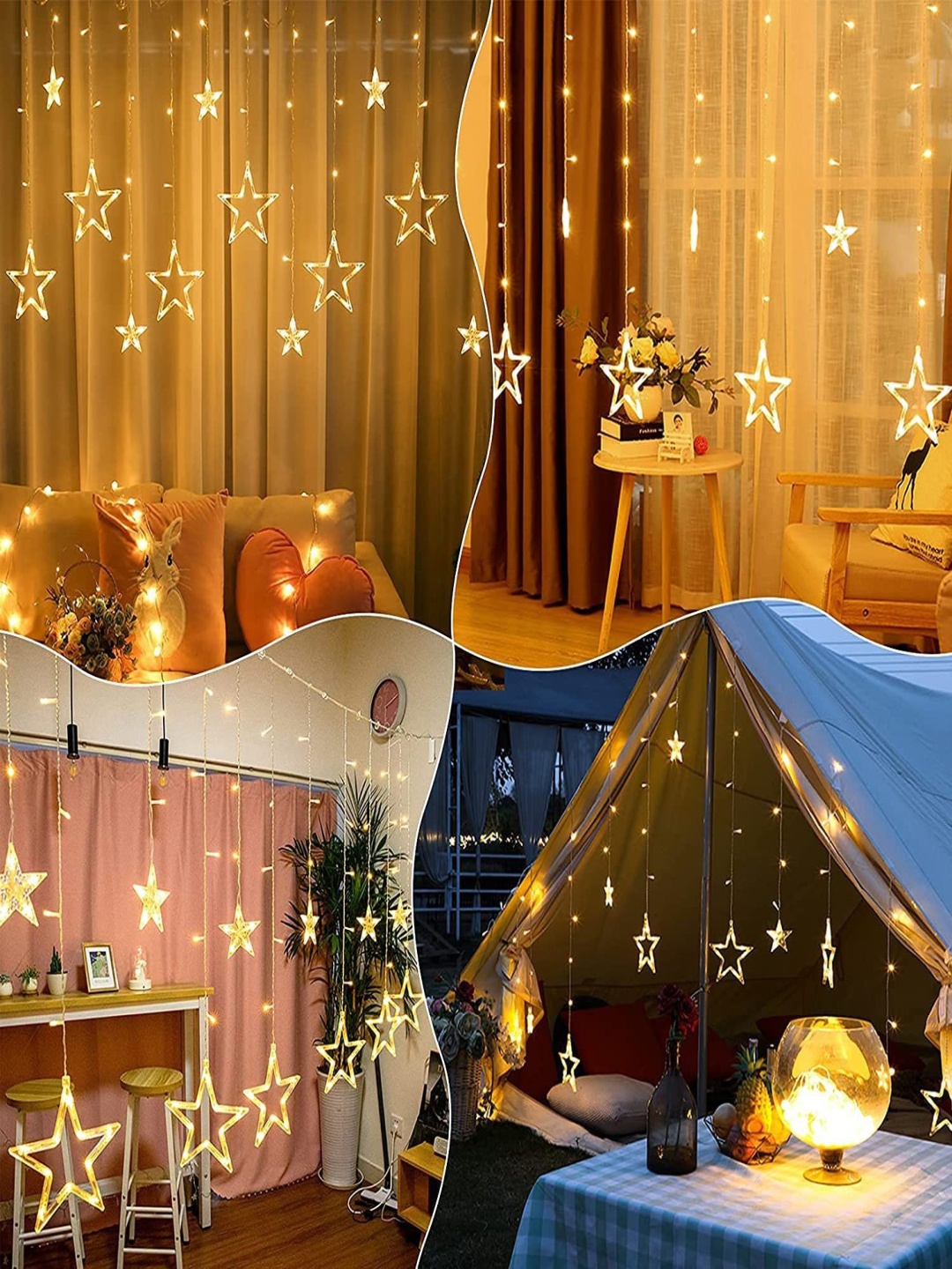 

SPARK WORLD Yellow Star Shape String Lights