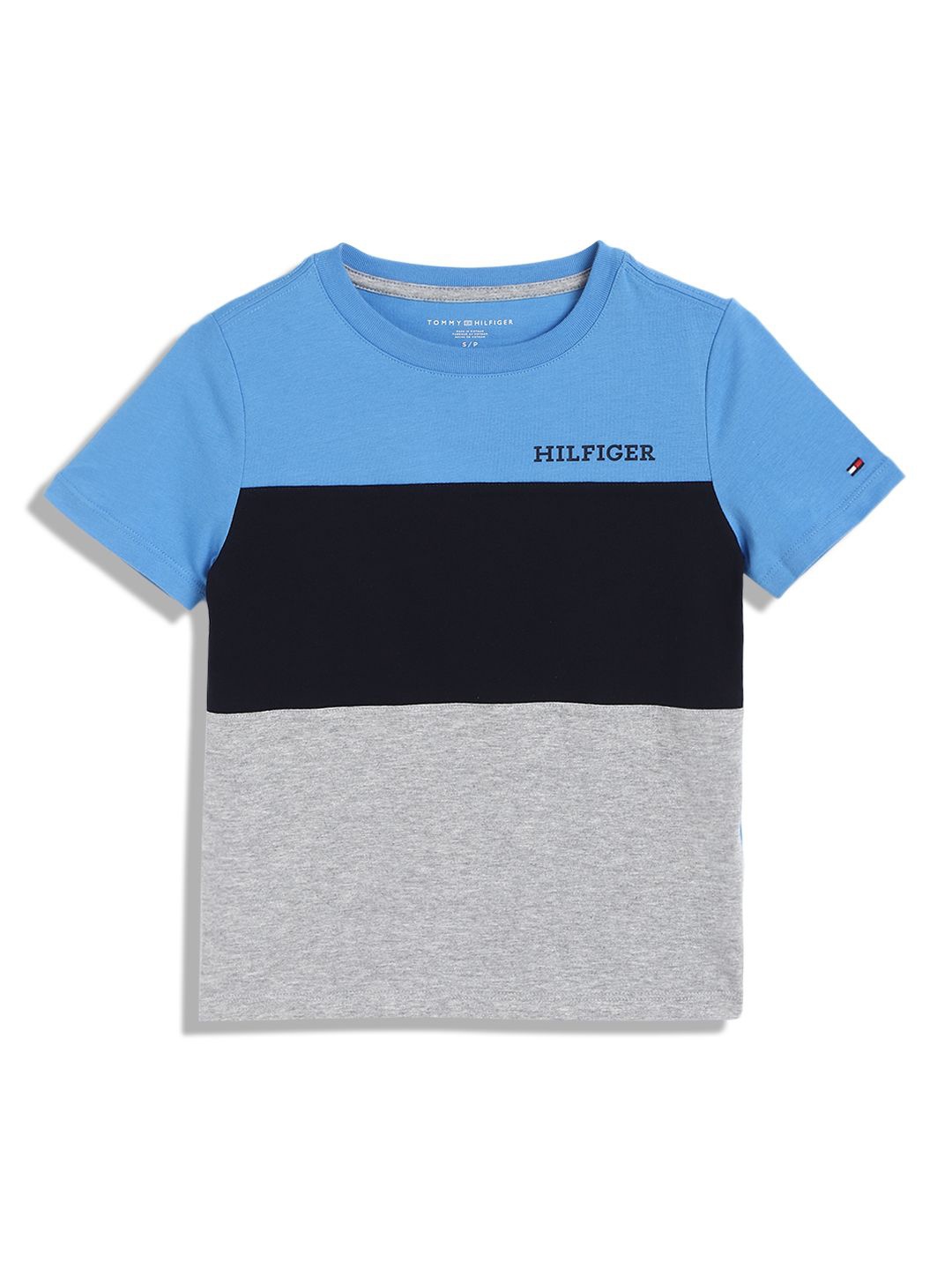 

Tommy Hilfiger Boys Colourblocked Round Neck Cotton T-shirt, Blue