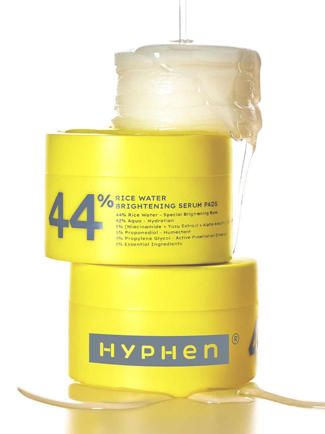 

Hyphen 44% Rice Water Brightening Serum Pads with 42% Aqua - 50 Pcs, Yellow