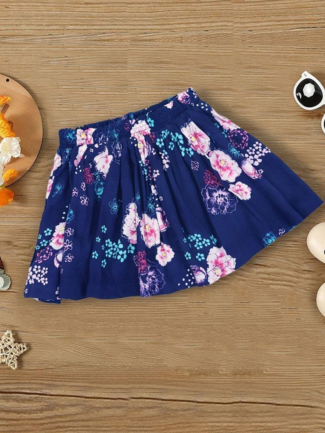 

INCLUD Girls Floral Printed Skirt, Navy blue