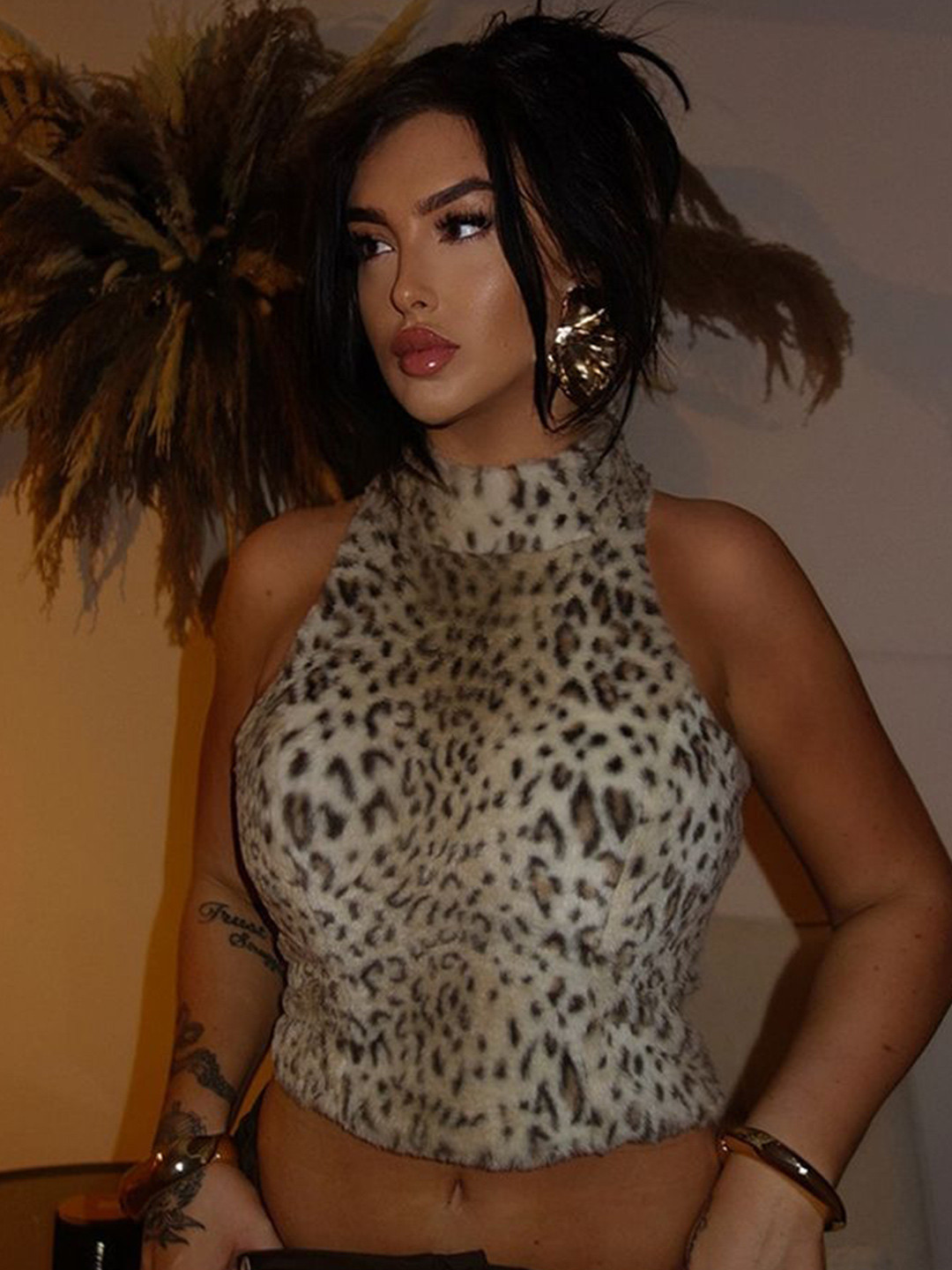 

LULU & SKY Animal Print Top, Khaki