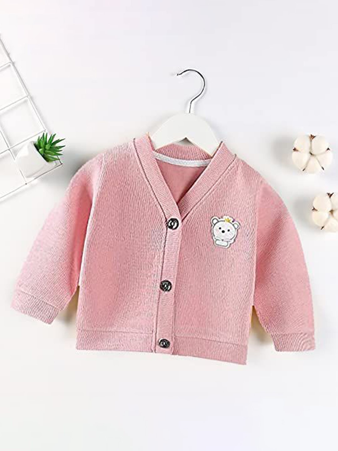 

MOMISY Kids Graphic Printed Cotton Cardigan, Pink