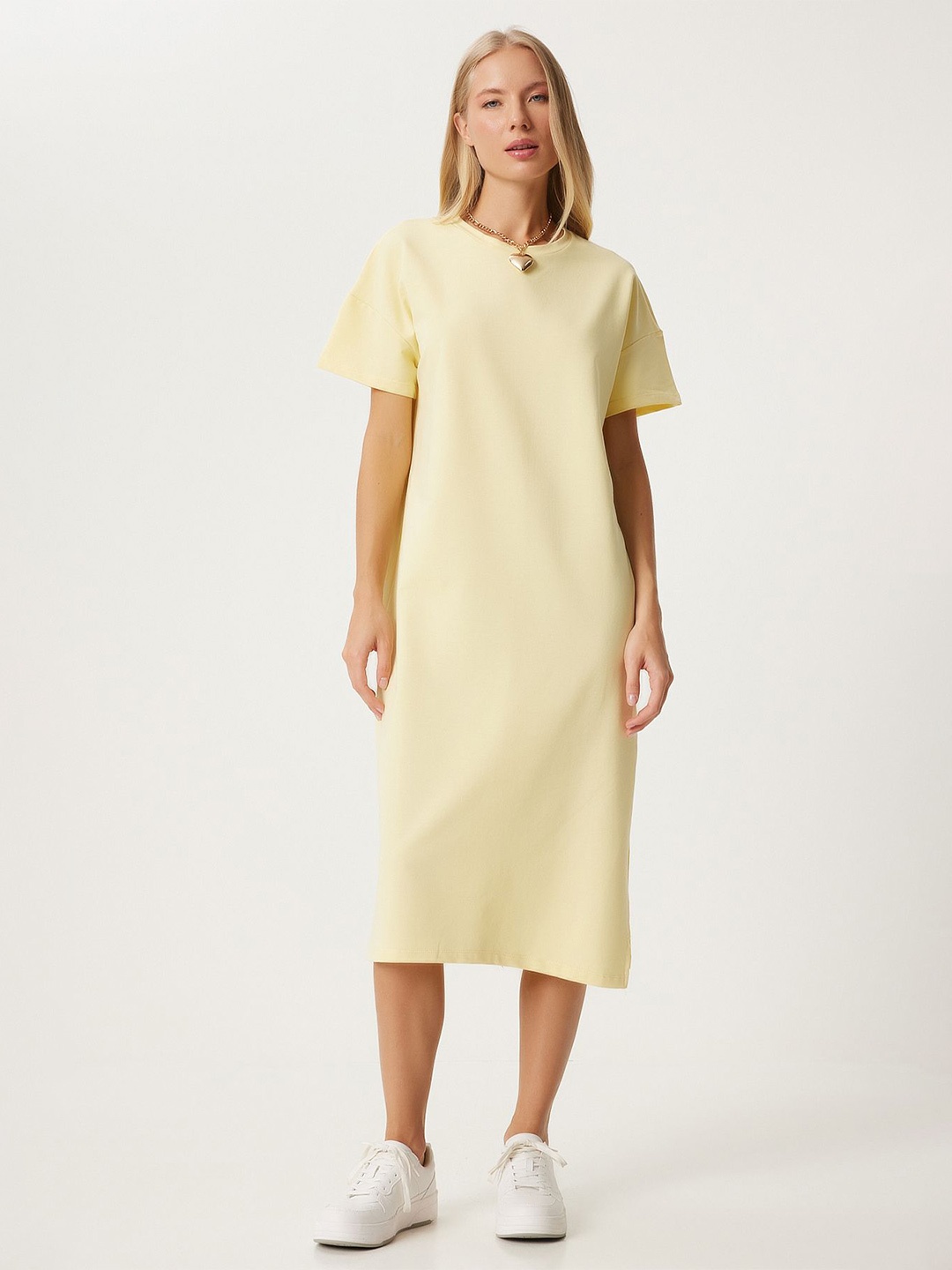 

Happiness istanbul Cotton T-shirt Midi Dress, Yellow
