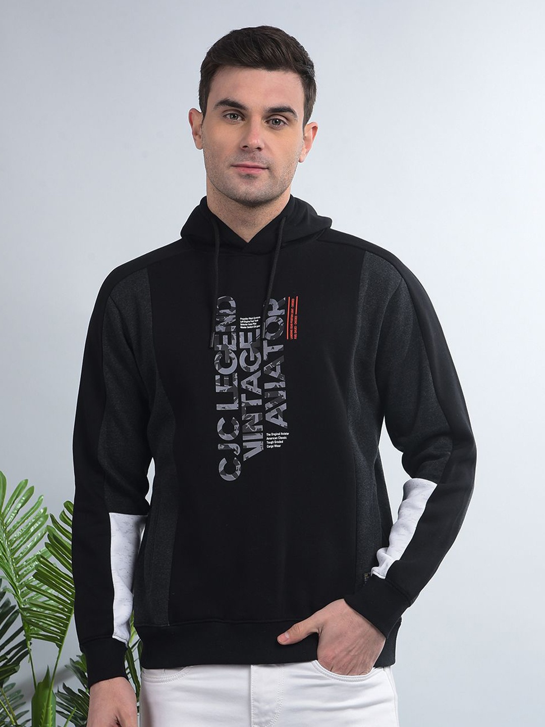

COBB Men Printed Hooded Sweatshirt, Black