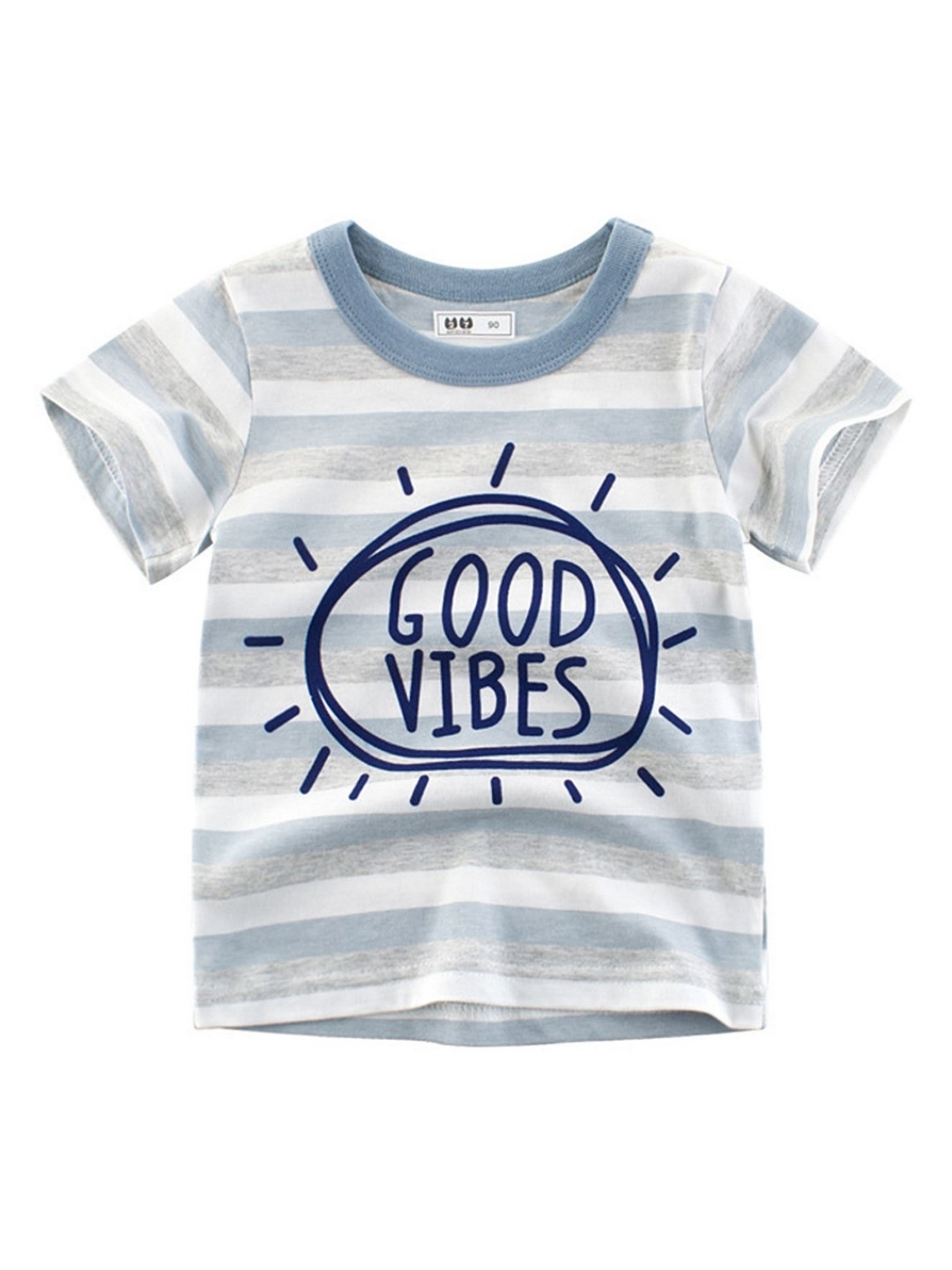 

LULU & SKY Boys Typography Printed Applique T-shirt, Blue