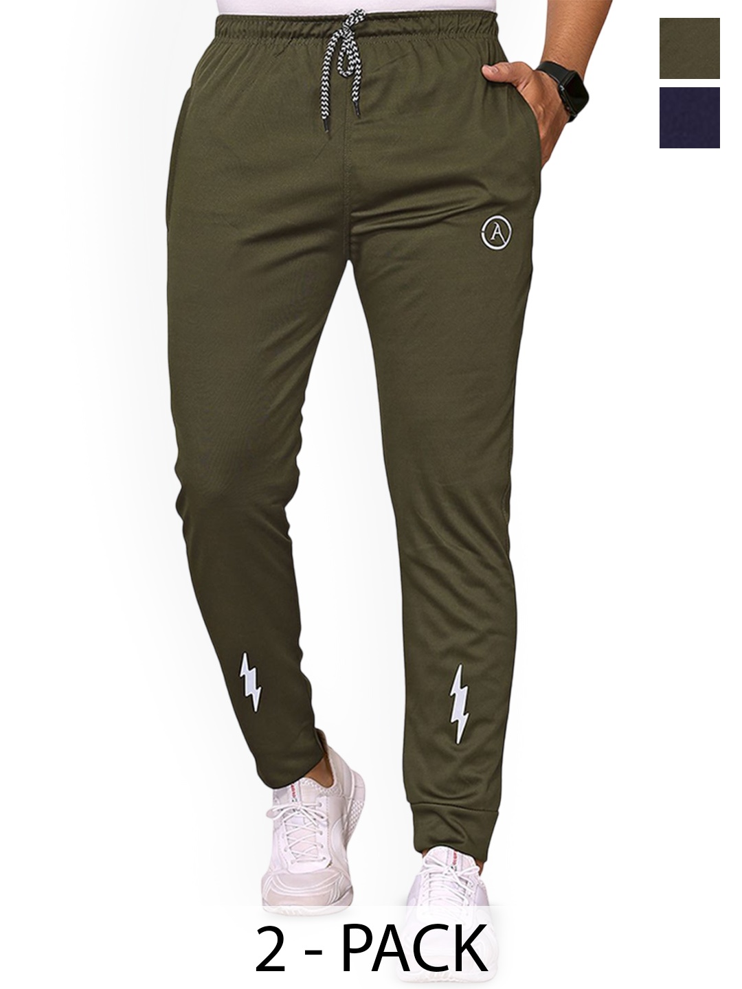 

Moda Rapido Men Pack Of 2 Mid Rise Joggers, Green