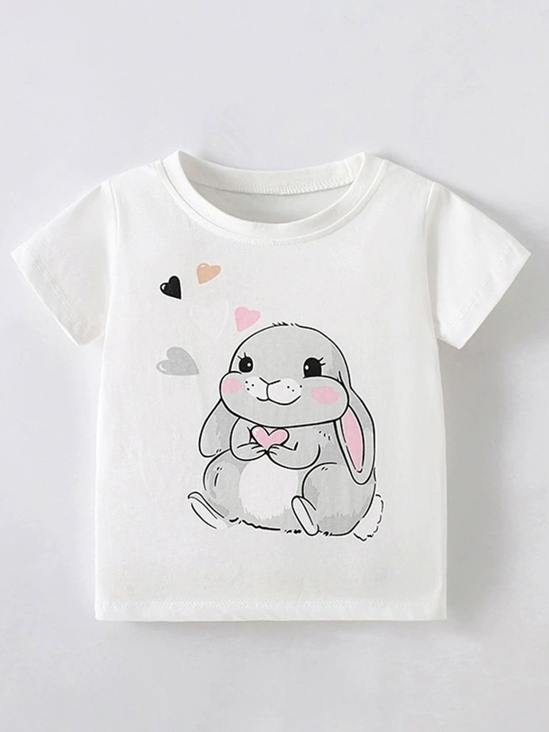 

LULU & SKY Girls Printed Extended Sleeves Applique T-shirt, White