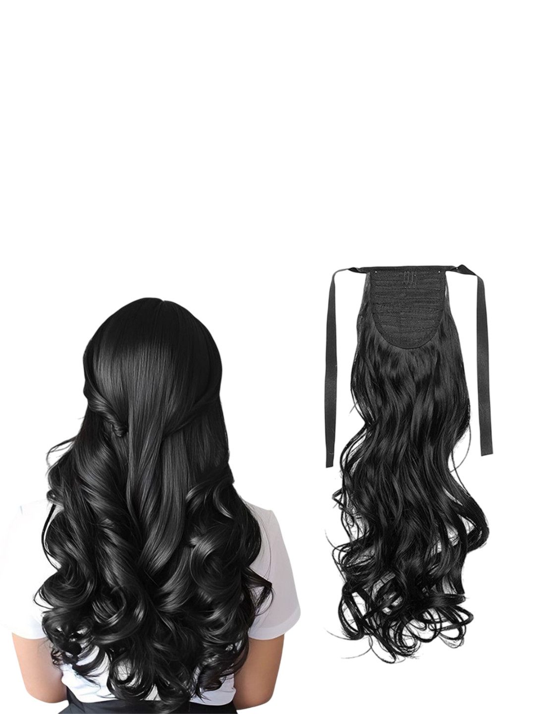 

D-Divine Clip In Wavy Ponytail Hair Extension- Black- 24 Inch