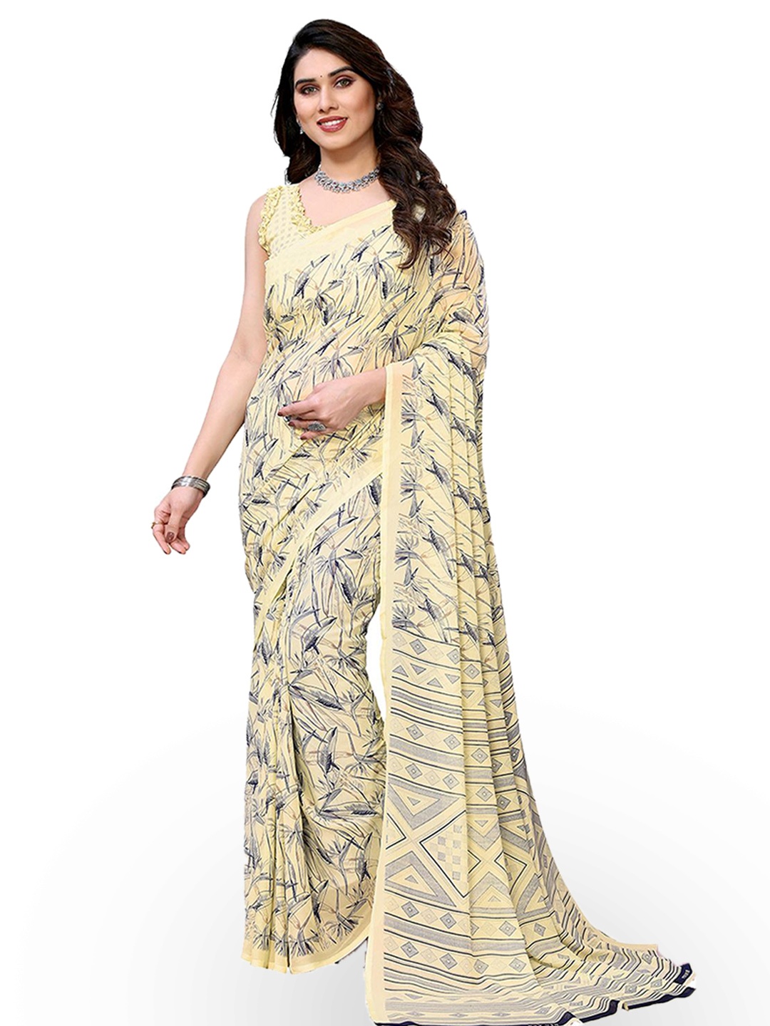 

Moda Rapido Floral Poly Georgette Saree, Yellow