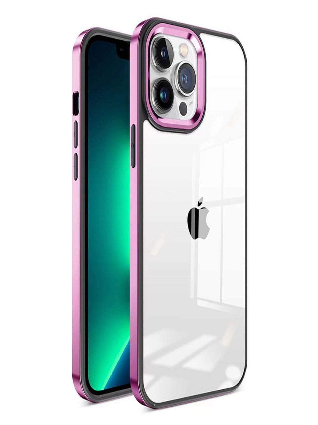 

Luxury Kase Solid iPhone 13 Pro Max New Skin 3 in 1 Transparent Back Case, Purple