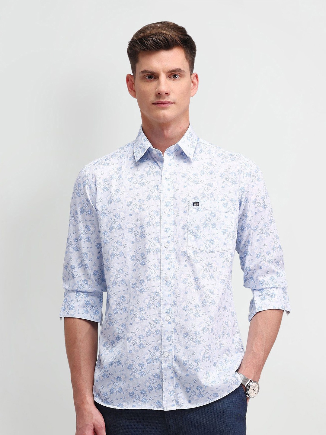 

Arrow Sport Men Slim Fit Spread Collar Floral Printed Cotton Casual Shirt, White
