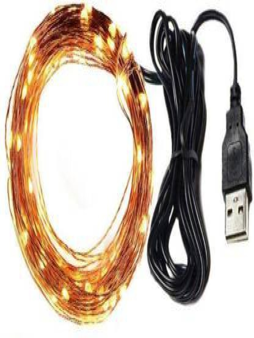 

ENORMITY Gold Toned & Black Rice Shape USB Fairy String Light