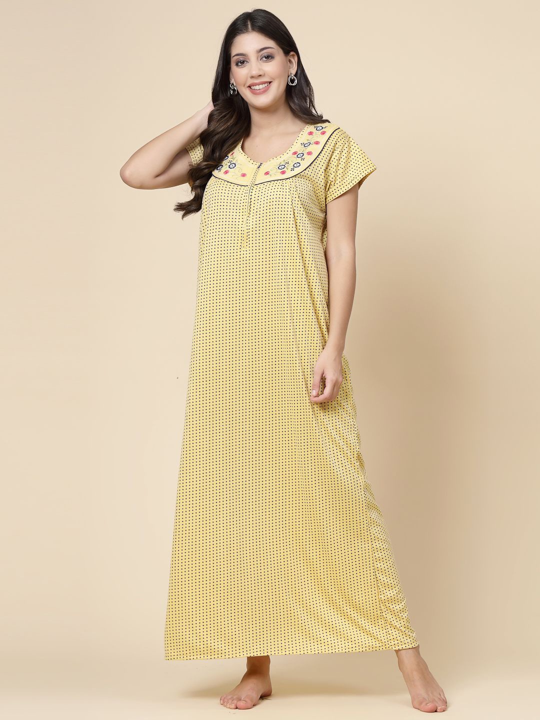 

CHUI MUI Printed Maxi Nightdress, Yellow