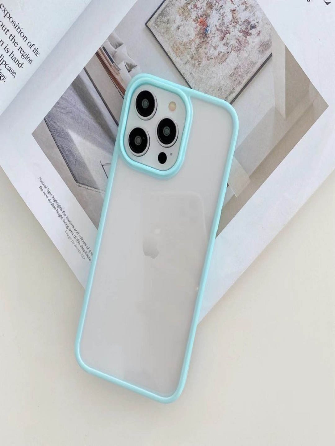

Luxury Kase Shockproof Silicone Bumper Transparent Protection iPhone 14 Pro Max Back Case, Blue