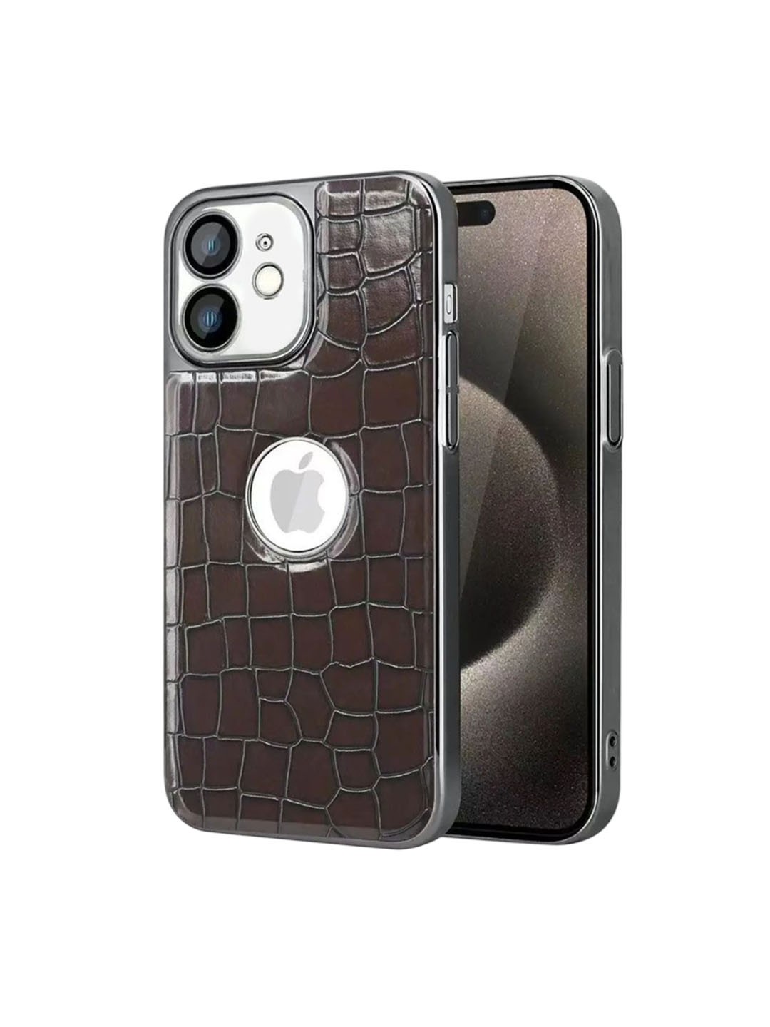 

Luxury Kase Geometric Printed iPhone 12 Back Case Mobile Accessories, Brown