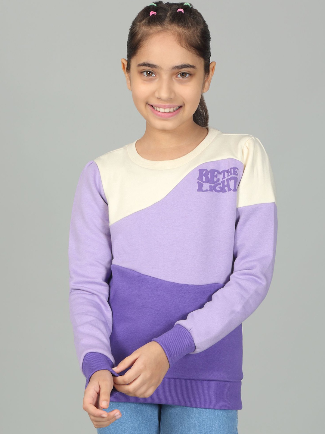 

Cantabil Girls Colourblocked Sweatshirt, Purple