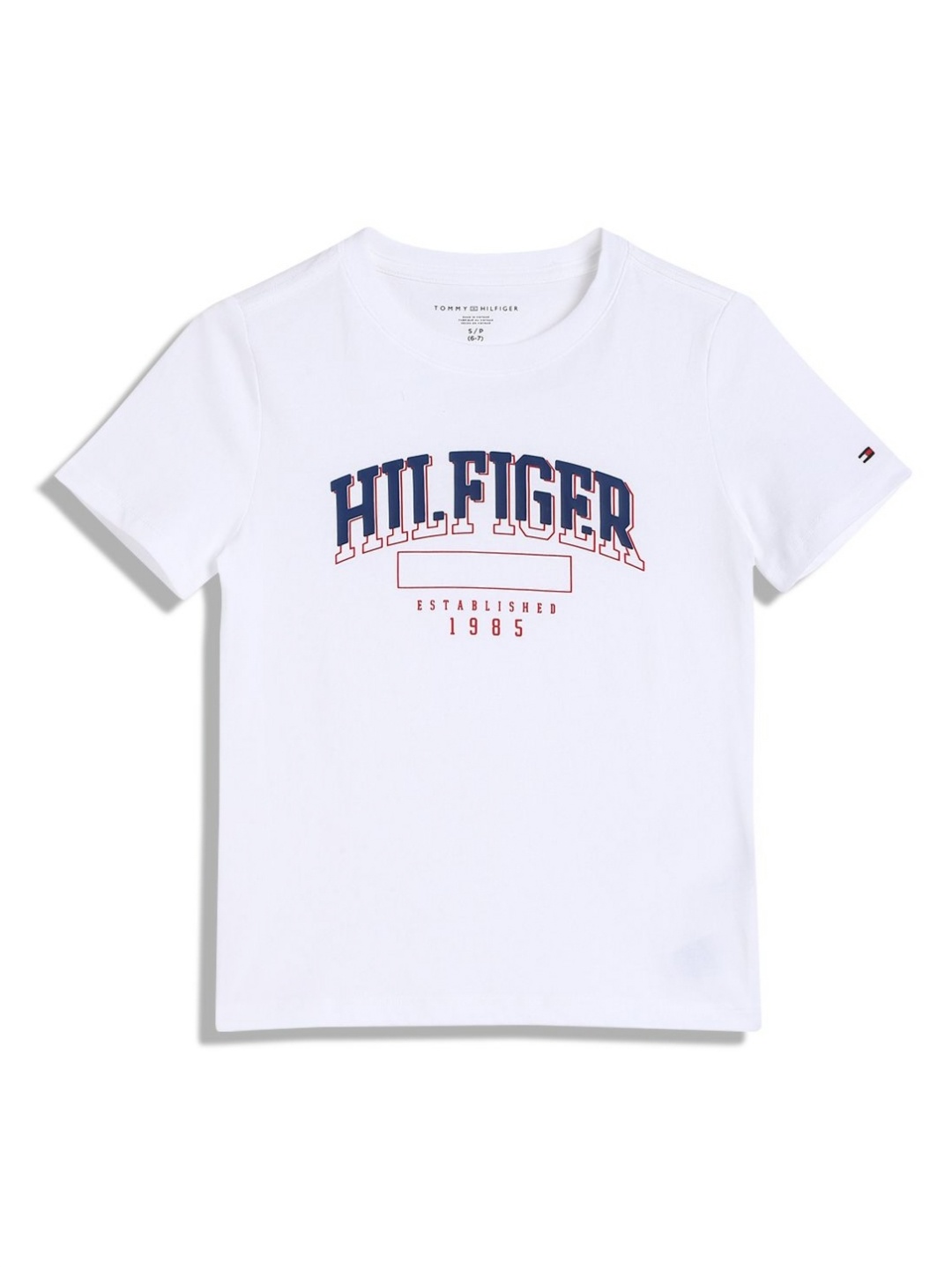 

Tommy Hilfiger Boys Typography Printed Round Neck Cotton T-shirt, White