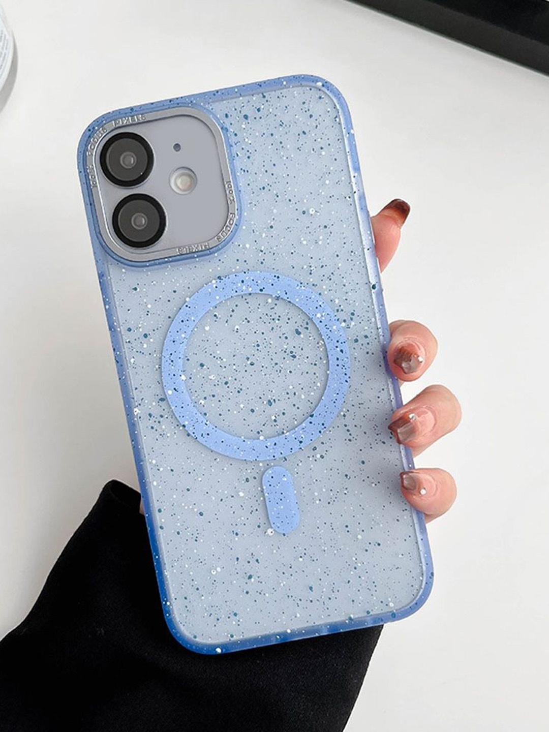 

Luxury Kase Quirky LK098 Anti-Splash Ink Dot Painting Mag-Safe iPhone 11 Back Case, Blue