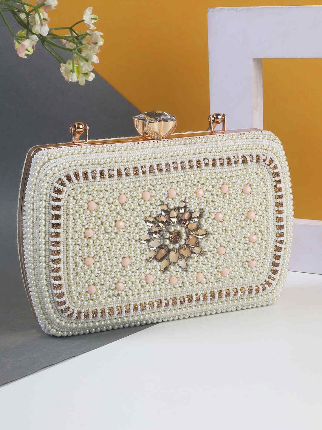 

Mochi Foldover Clutch, Beige