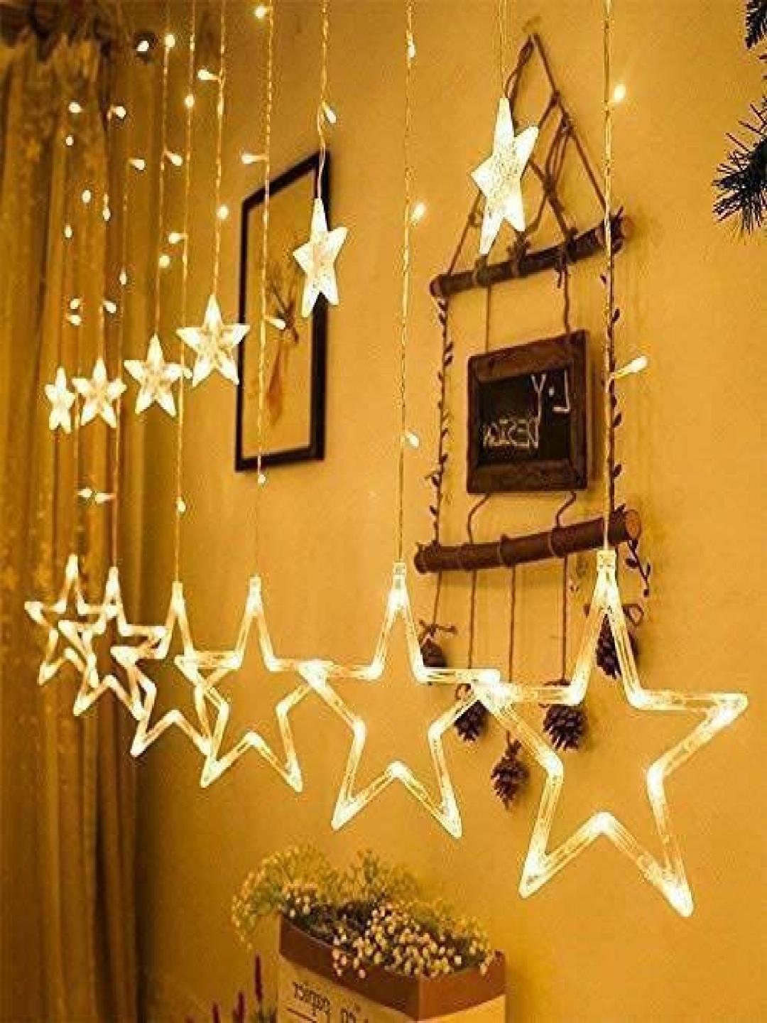 

SPARK WORLD Gold Toned Star LED String Lights