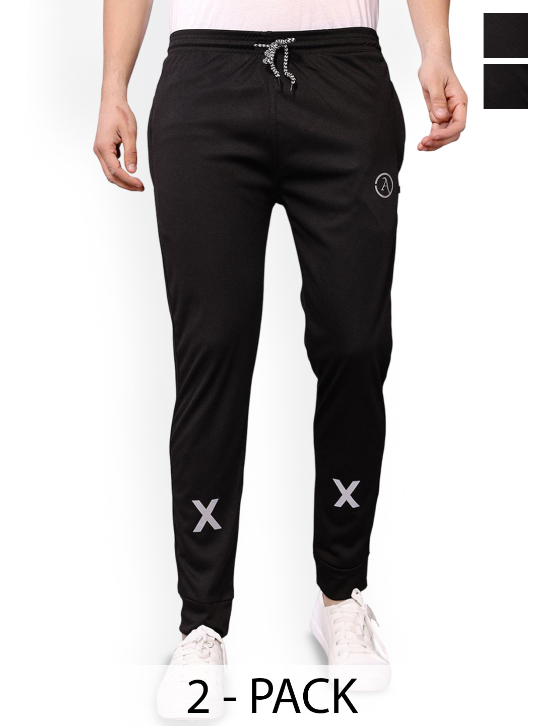 

Moda Rapido Men Pack Of 2 Mid-Rise Joggers, Black
