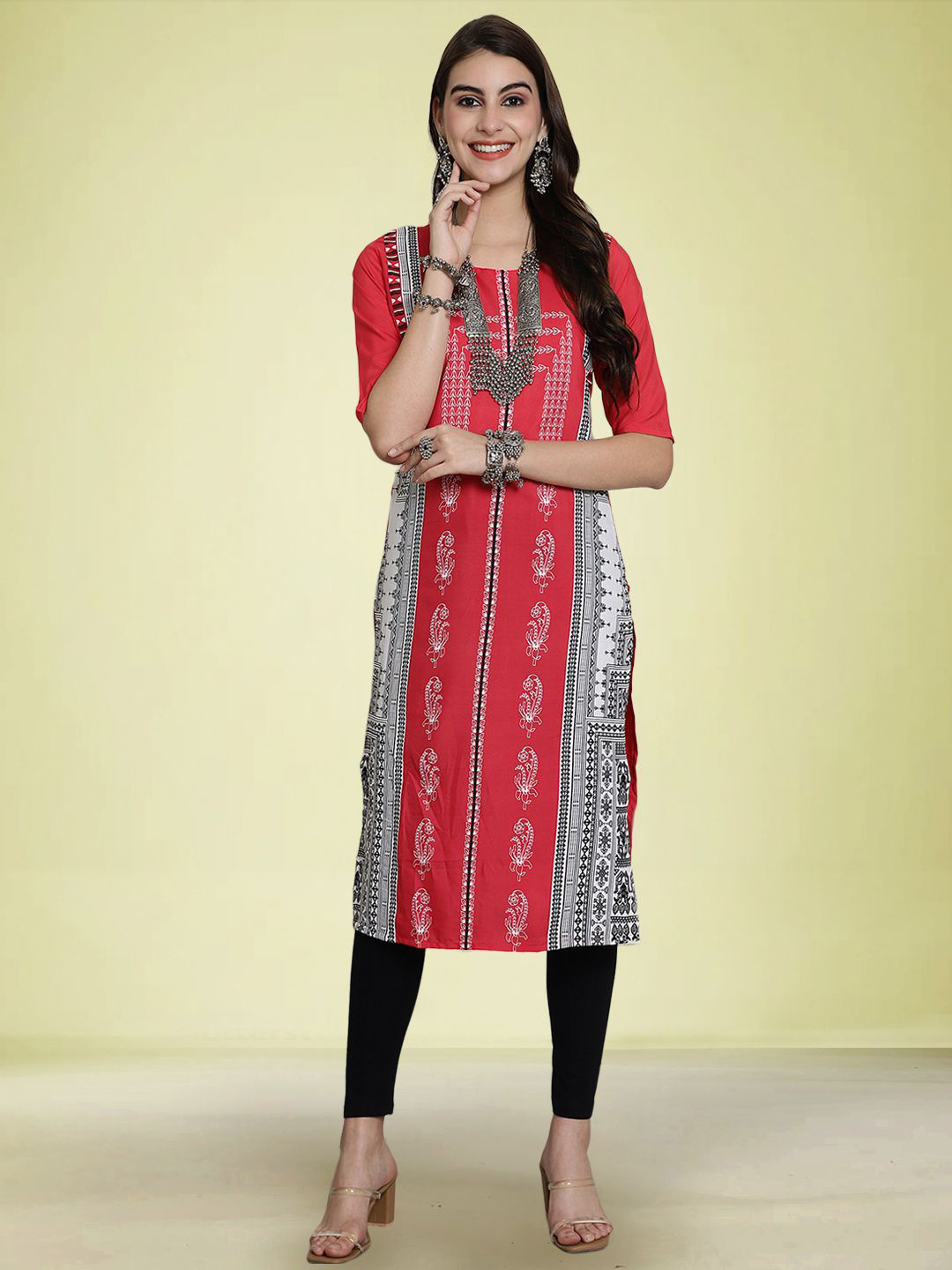 

Moda Rapido Ethnic Motifs Printed Kurta, Pink