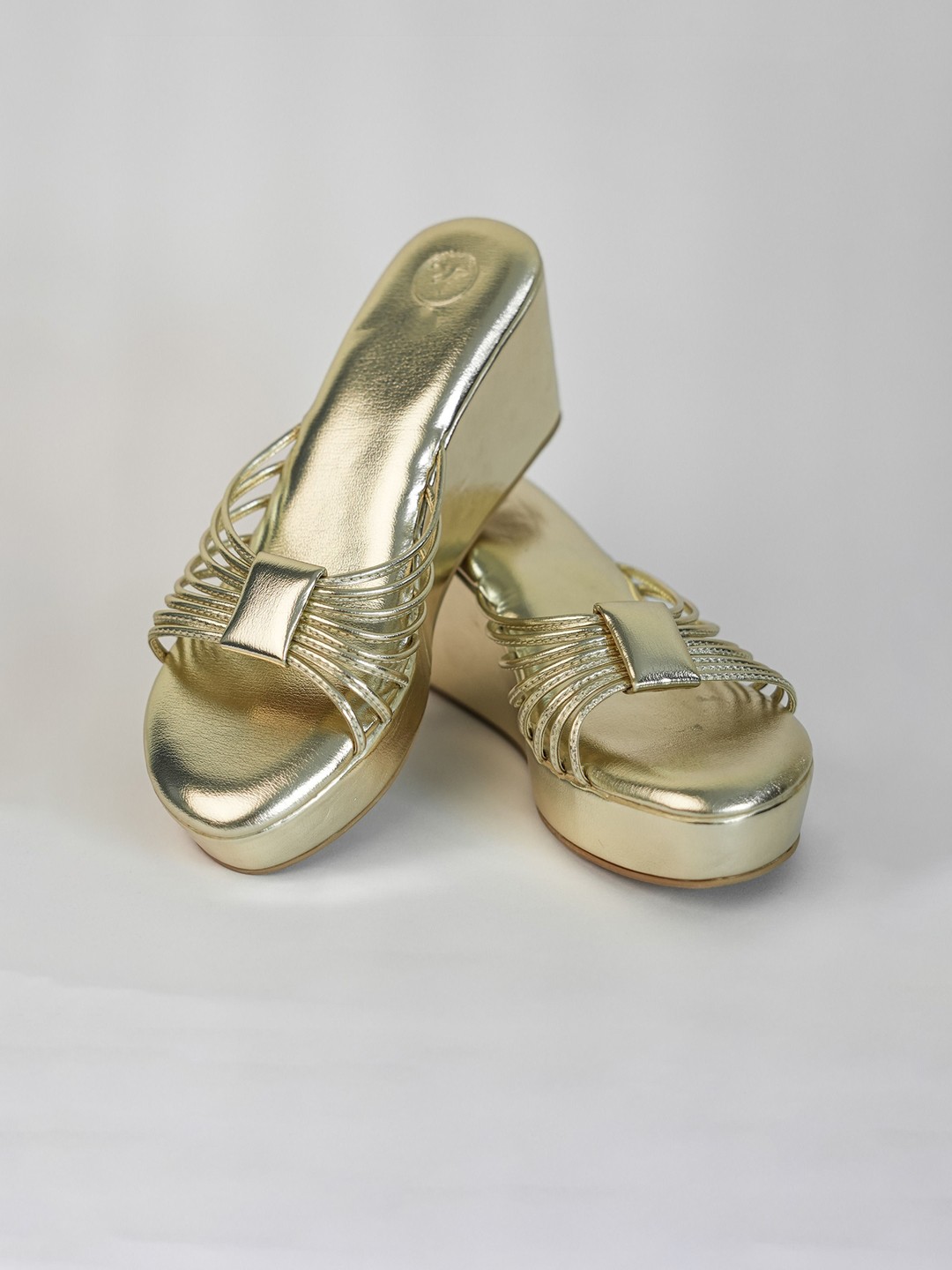 

Sana K Luxurious Footwear Women Embellished Party Wedges Heels Sandals, Gold