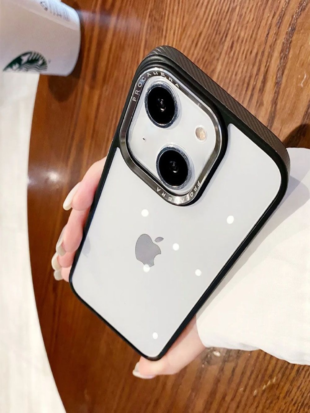 

Luxury Kase LK084 Carbon Fiber Frame Plus Metal Lens Protection iPhone 15 Back Case, Transparent