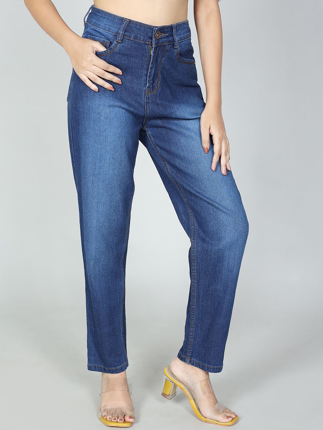 

Novio Women Comfort Light Fade Stretchable Jeans, Navy blue