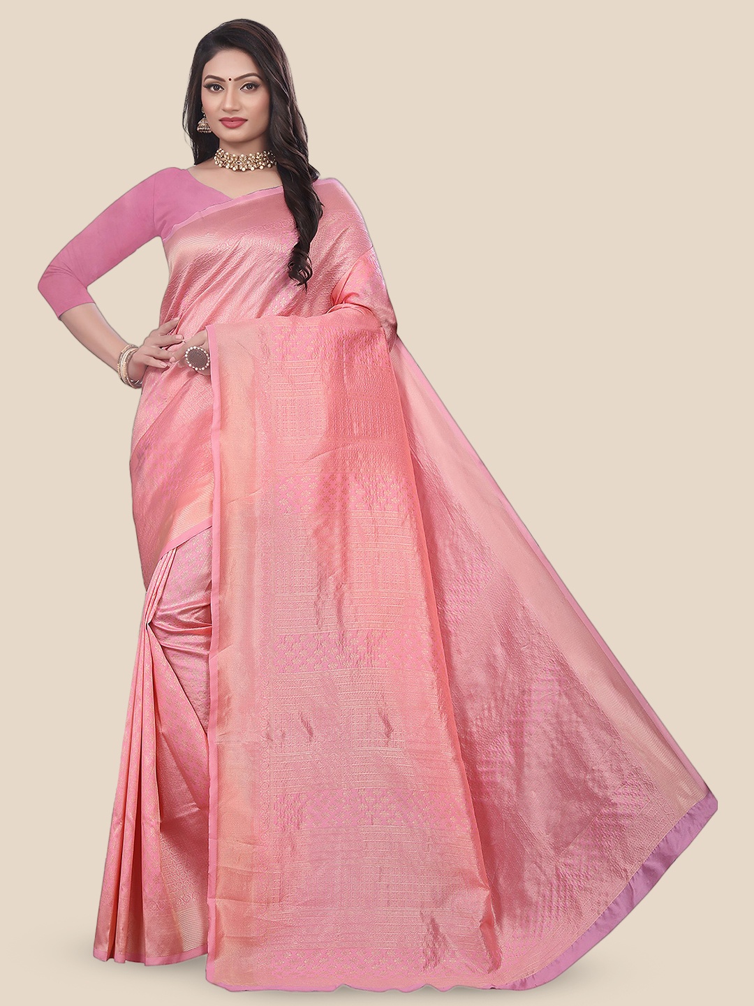 

bigben textile Woven Design Zari Banarasi Saree, Pink