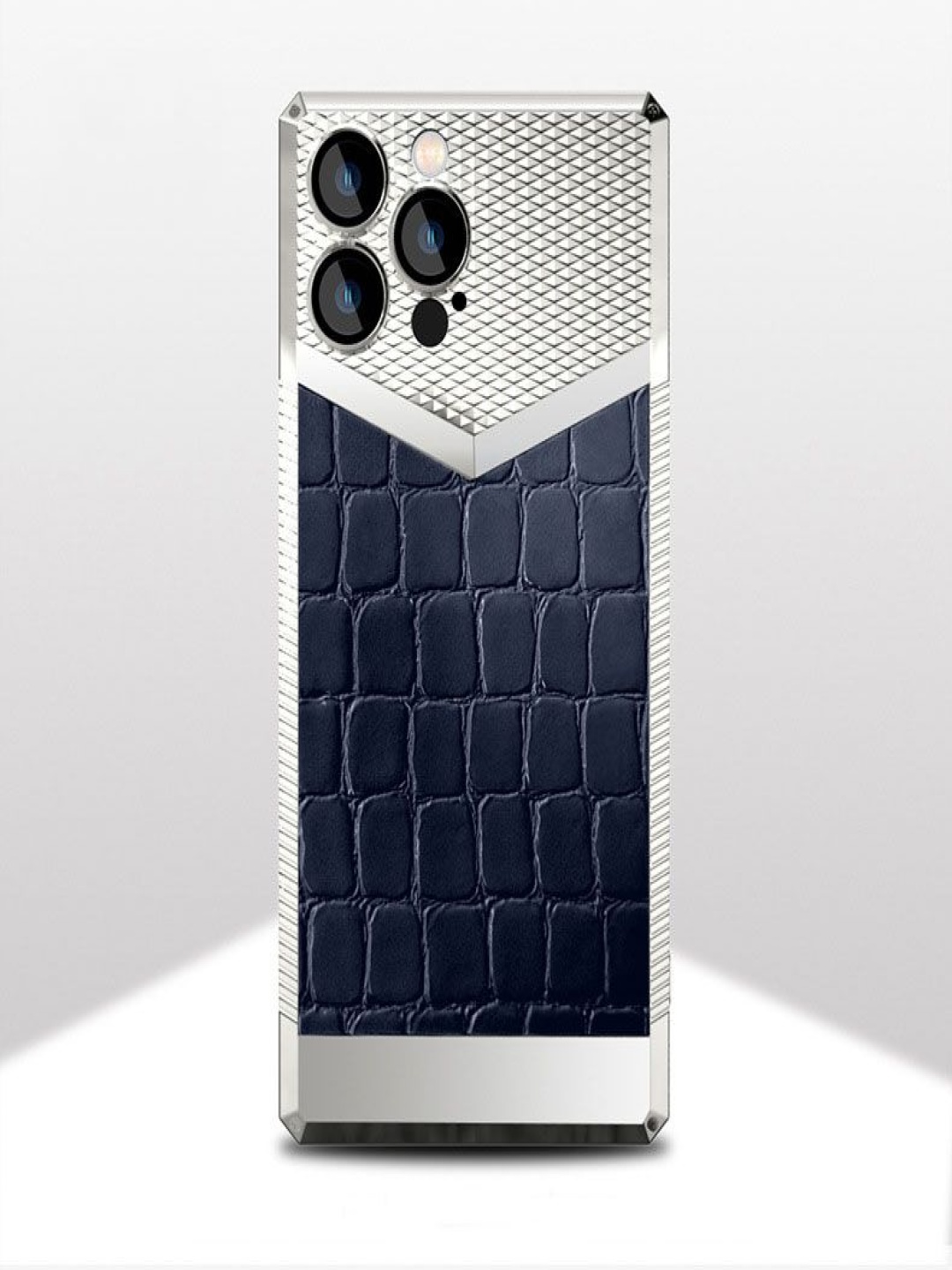

Luxury Kase Geometric Printed iPhone 13 Pro Back Case Mobile Accessories, Navy blue