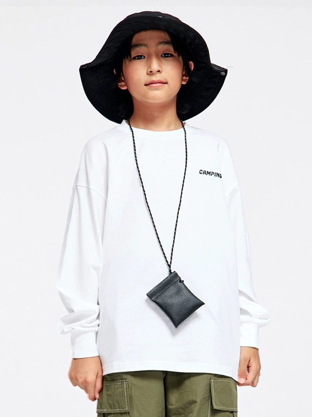 

LULU & SKY Boys Hooded Extended Sleeves Pockets T-shirt, White