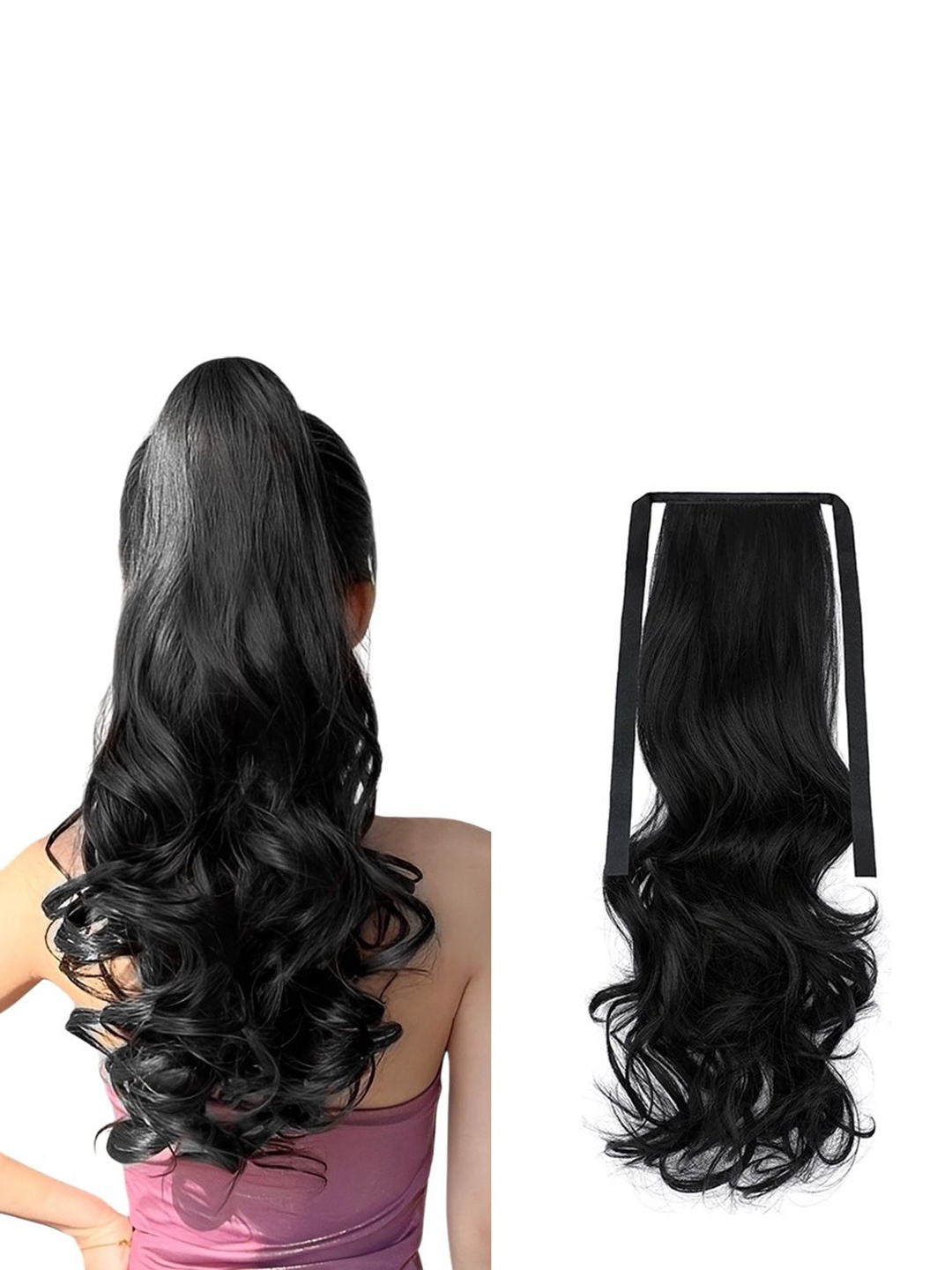 

D-Divine Clip In Wavy Ponytail Hair Extension- Black- 24 Inch