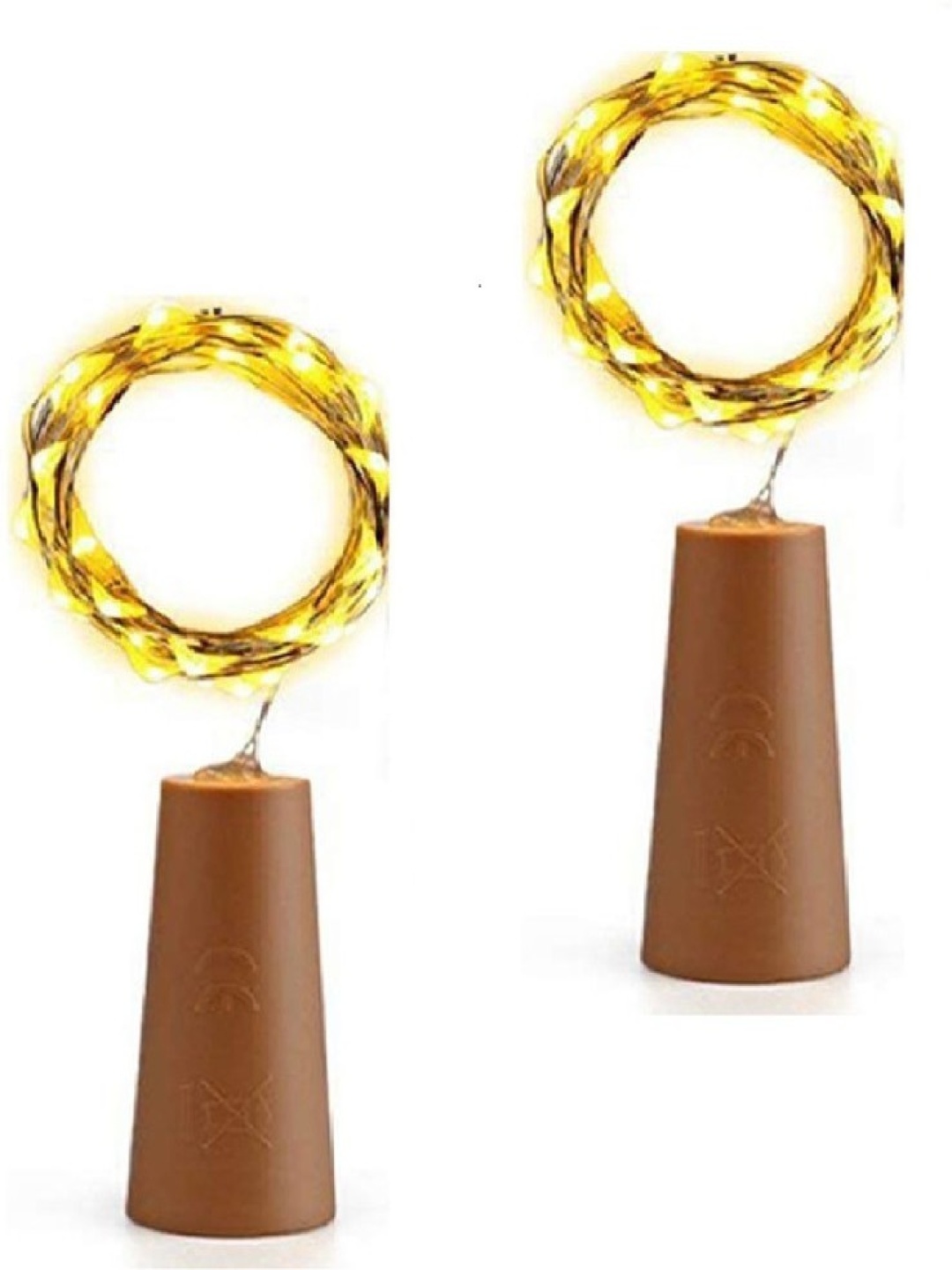 

SPARK WORLD Yellow 2 Pieces Rice Shape String Lights, Gold