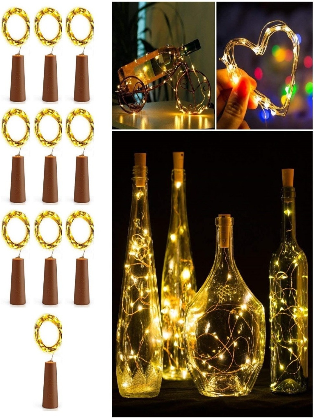 

SPARK WORLD 2-Pcs Yellow Rice Shaped Cork Fairy String Lights