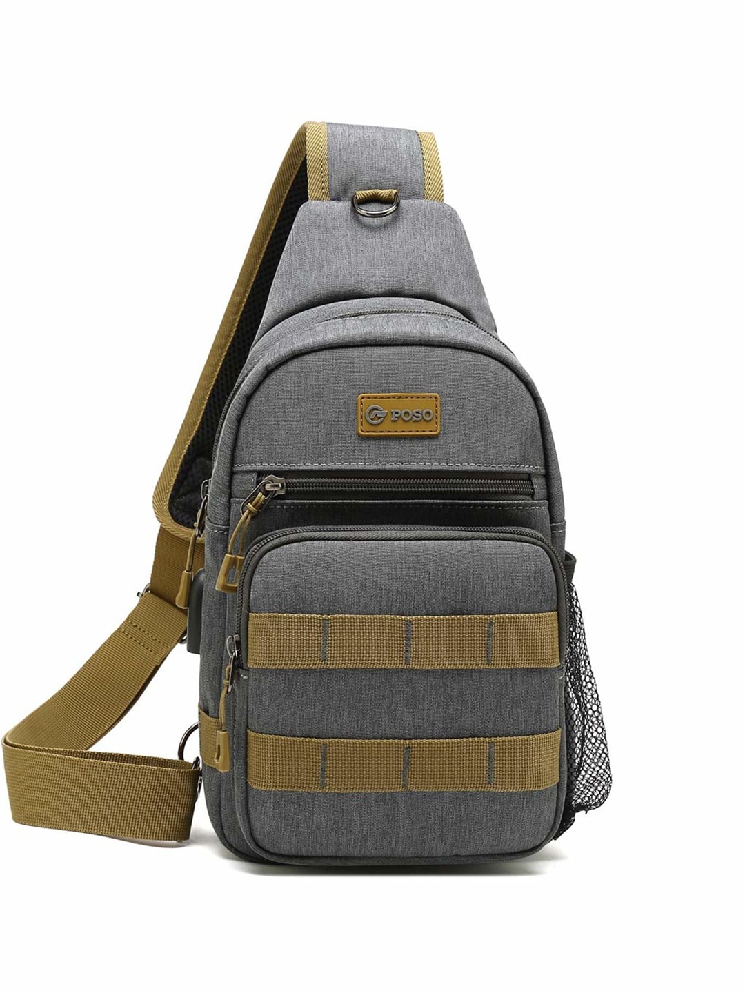 

THE CLOWNFISH Unisex Shoulder Bag with USB charging, Grey