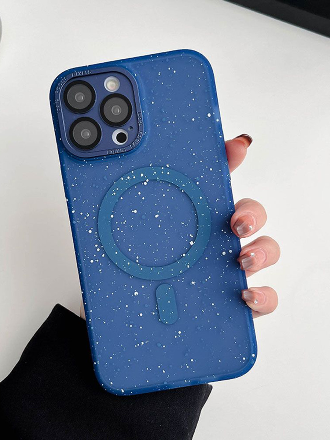 

Luxury Kase LK098 Abstract Printed iPhone 13 Pro Anti-Splash Ink Dot Painting Back Case, Blue