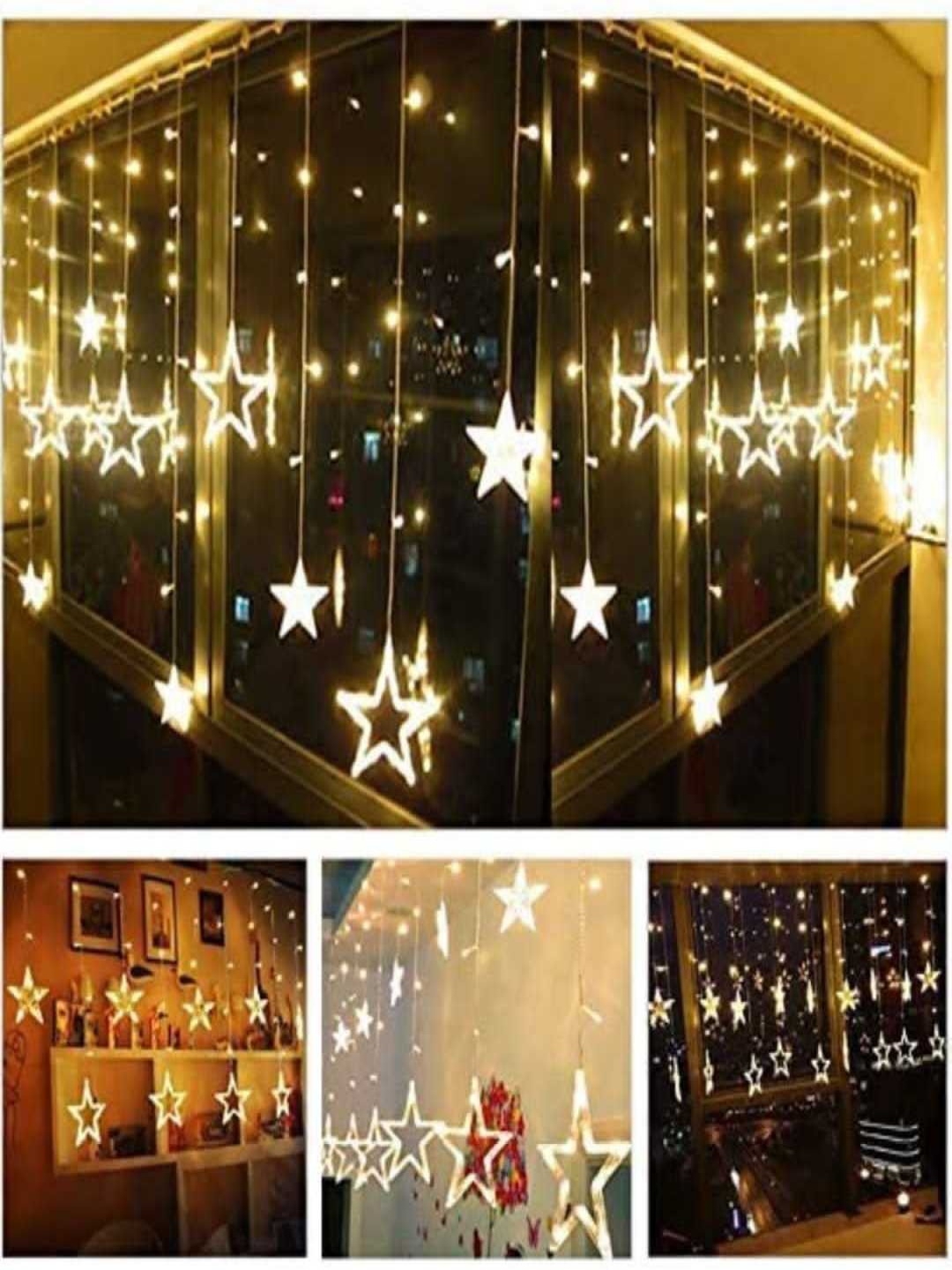 

SPARK WORLD Unisex 138 Yellow Star Shaped LED String Lights