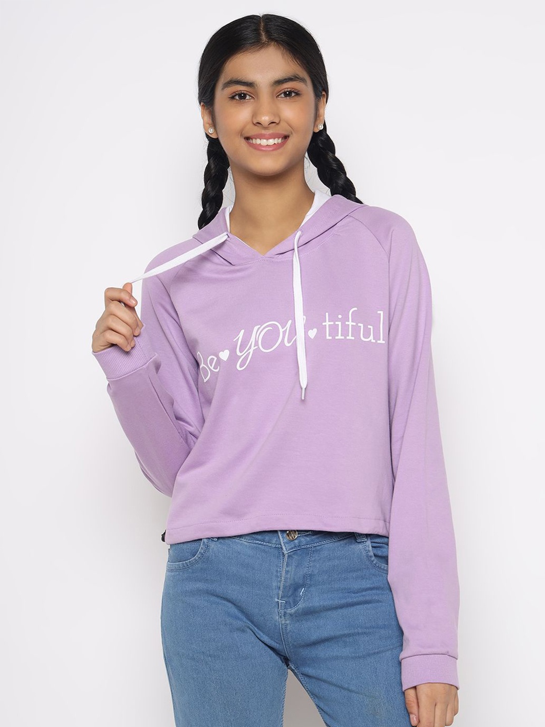 

TotzTouch Girls Hooded Crop Sweatshirt, Purple