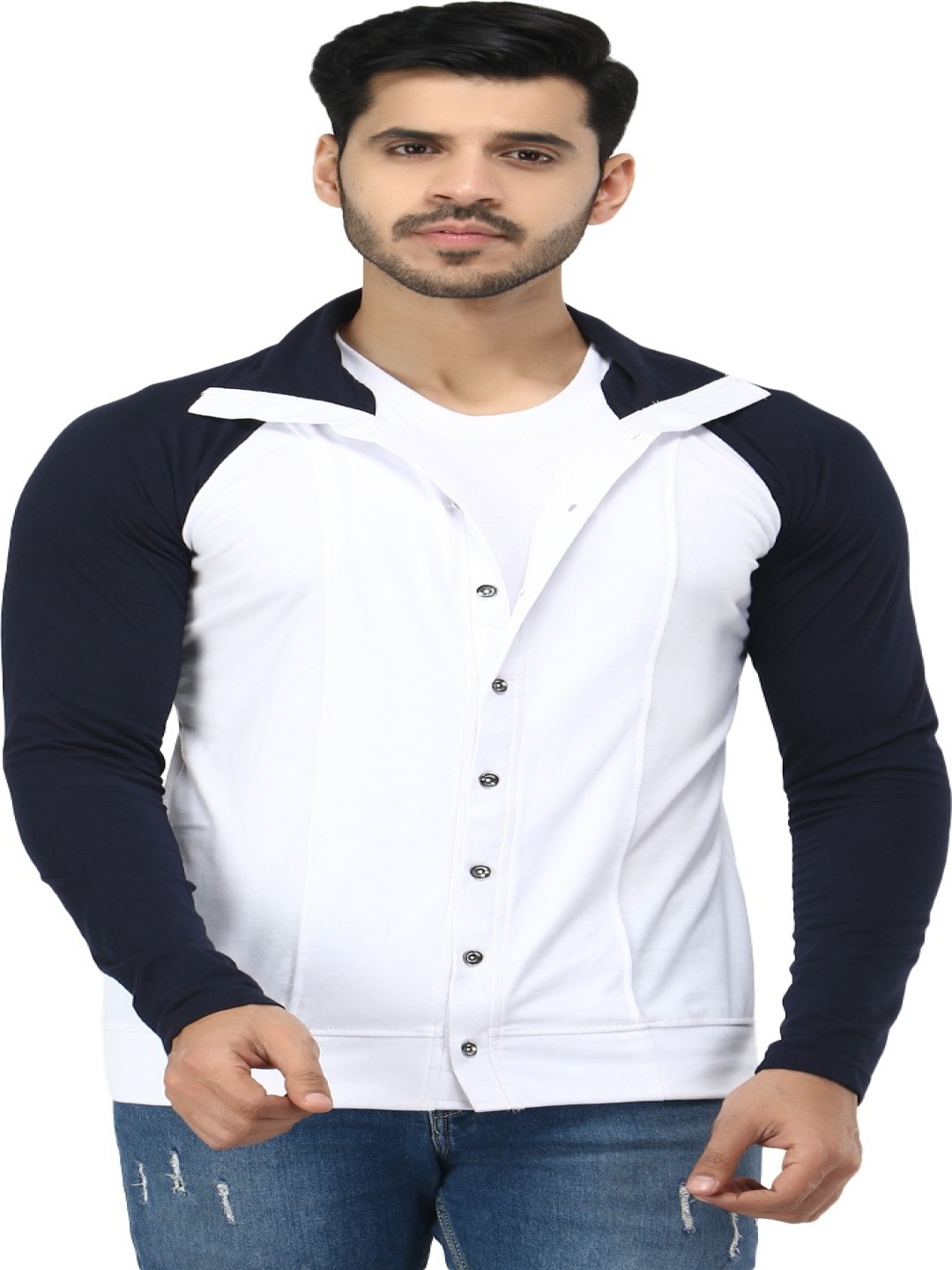 

Black Collection Men Colourblocked Sweatshirt, White
