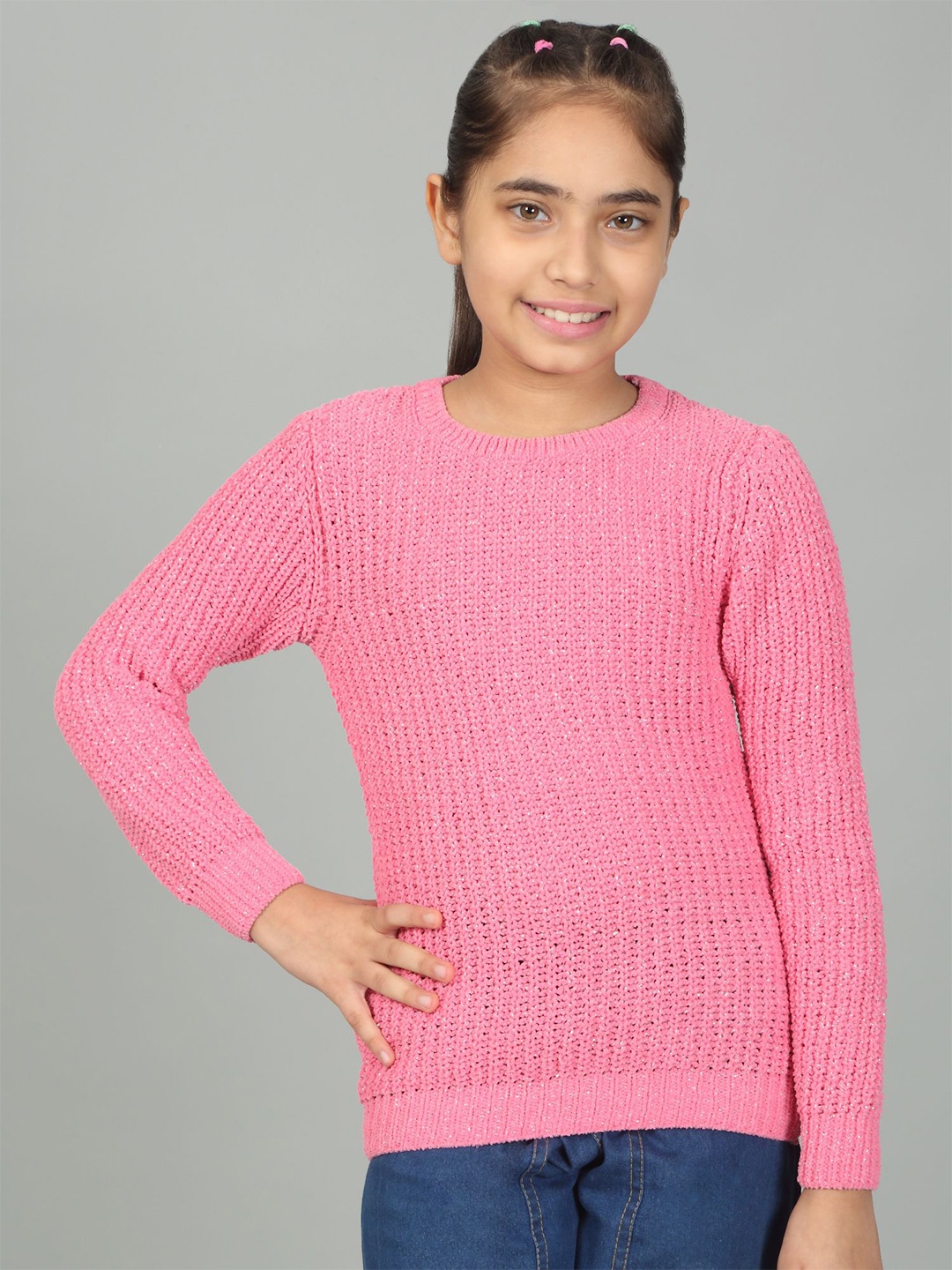 

Cantabil Girls Cable Knit Pullover Sweater, Fuchsia