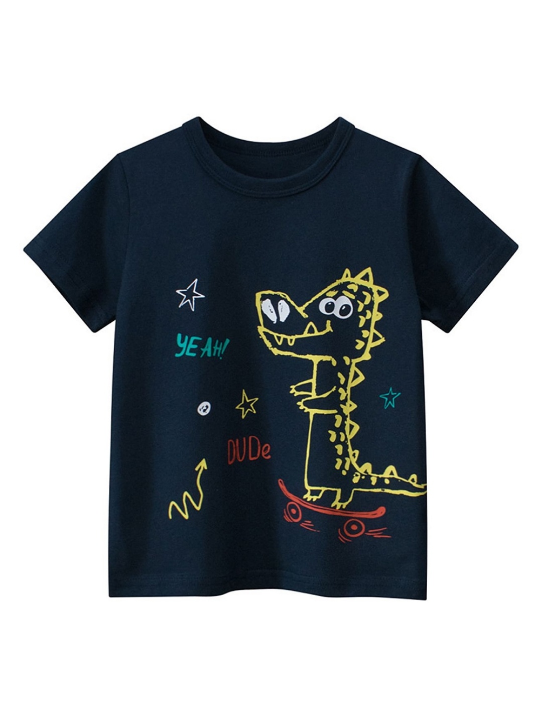 

LULU & SKY Boys Printed Applique T-shirt, Black