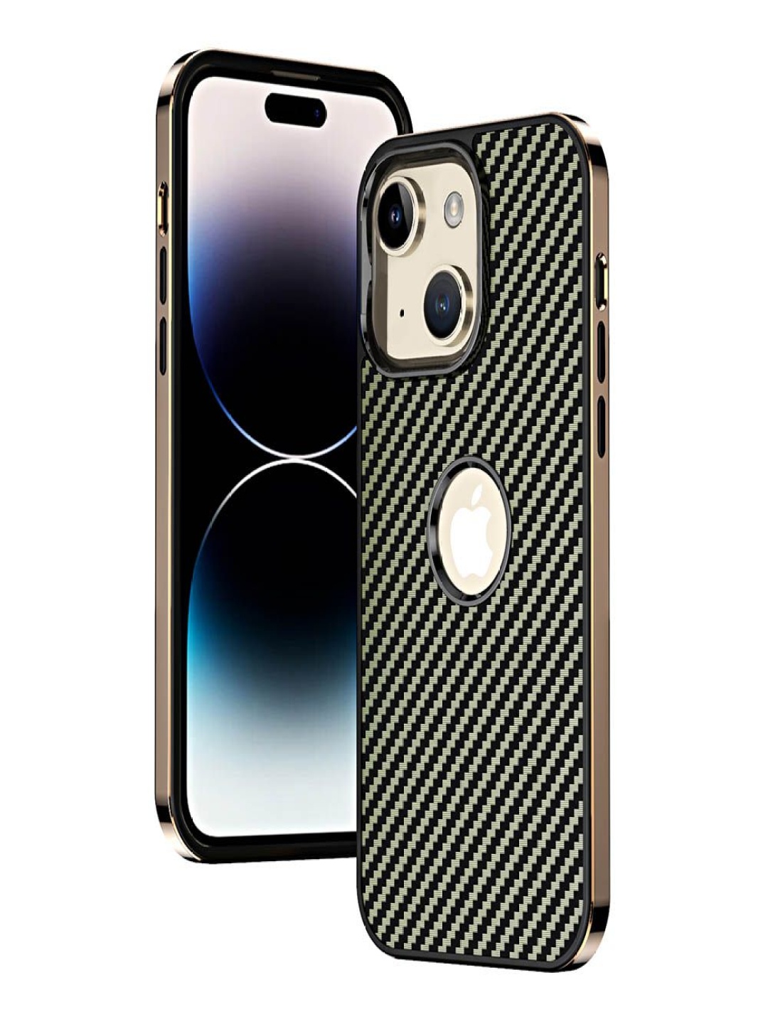 

Luxury Kase Geometric Printed iPhone 14 Back Case Mobile Accessories, Gold