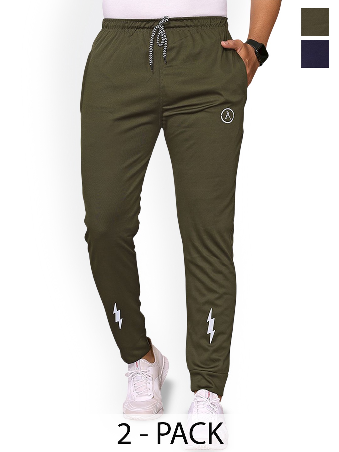 

Moda Rapido Men Pack Of 2 Mid Rise Joggers, Green