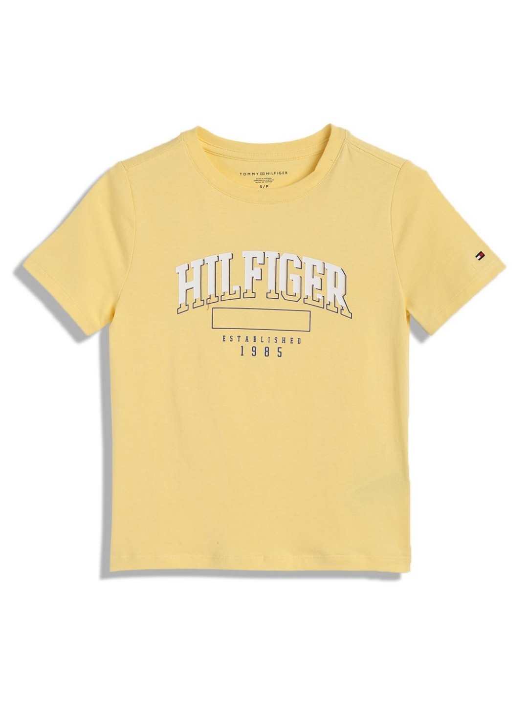 

Tommy Hilfiger Boys Typography Printed Round Neck Cotton T-shirt, Yellow