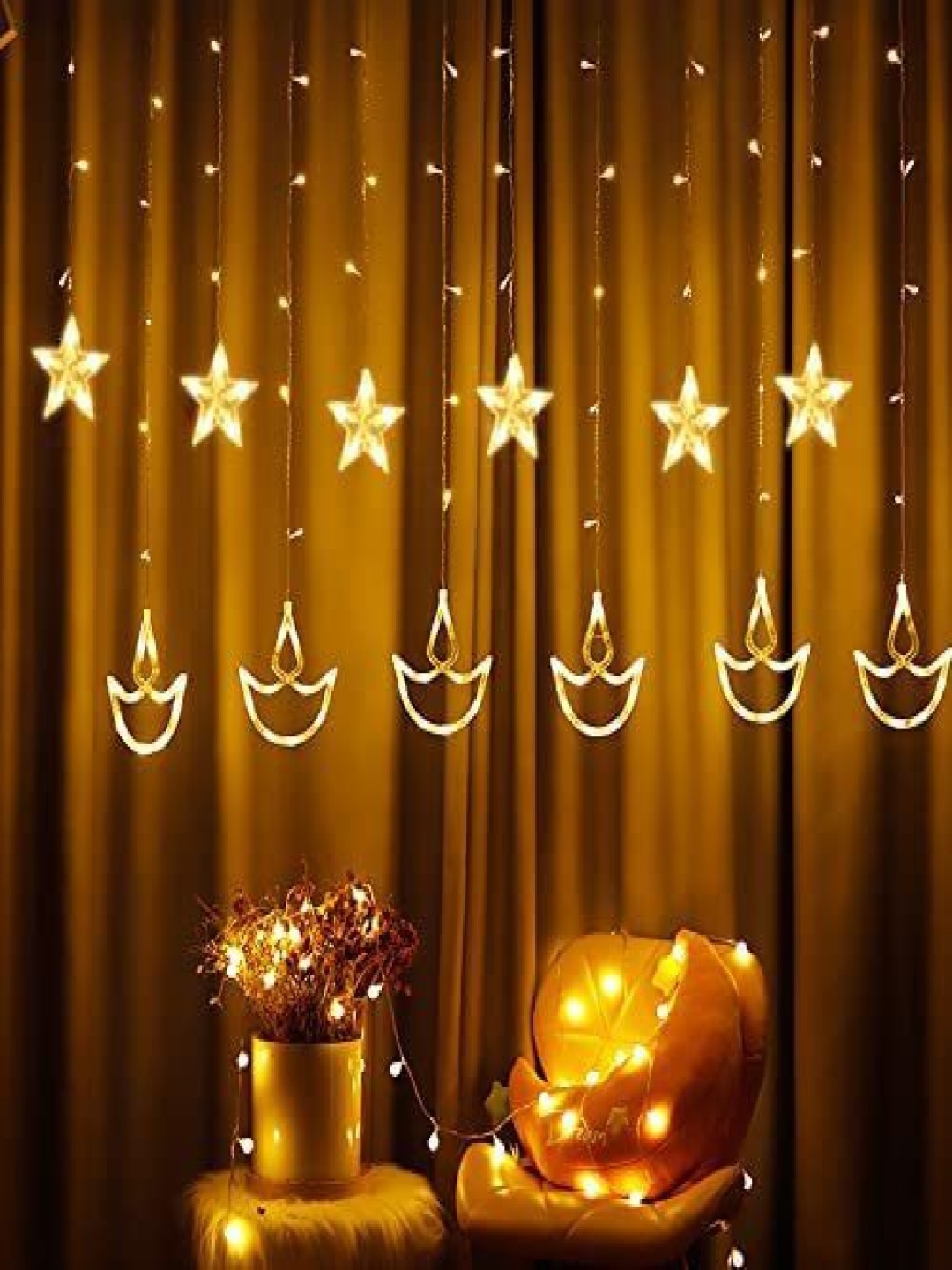 

SPARK WORLD Yellow Diya-Shaped String Lights