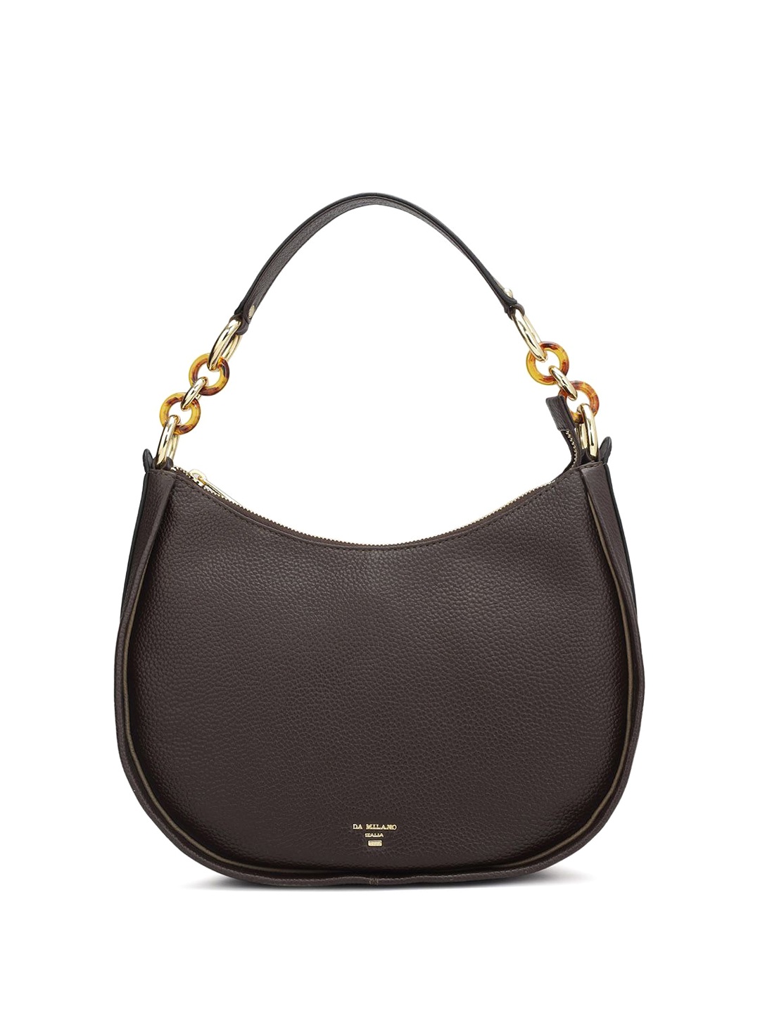 

Da Milano Leather Structured Hobo Bag with Tasselled, Brown