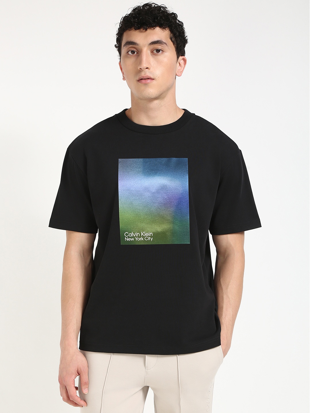 

Calvin Klein Jeans Men Raw Edge T-shirt, Black