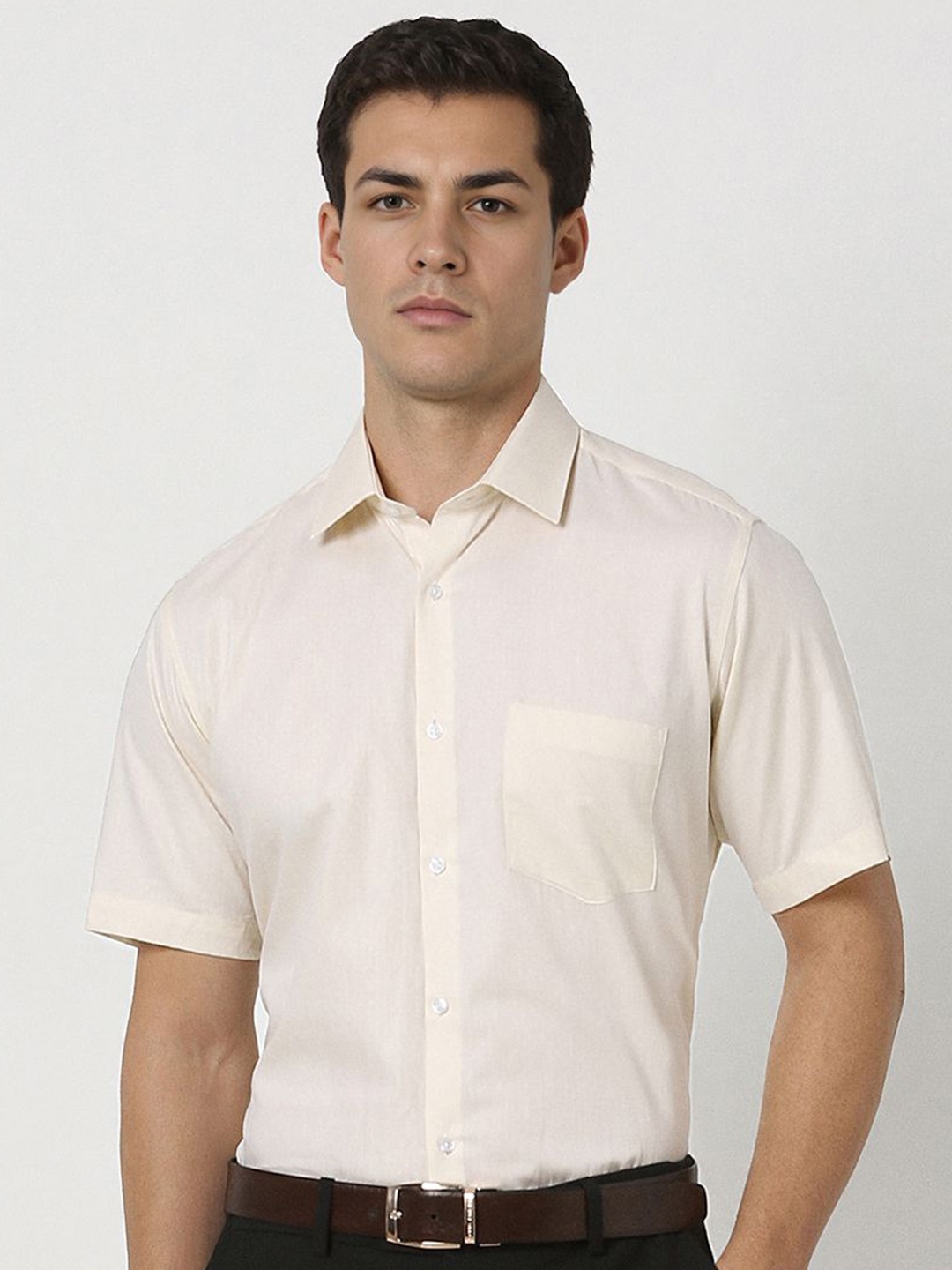 

Van Heusen Men Opaque Formal Shirt, Cream
